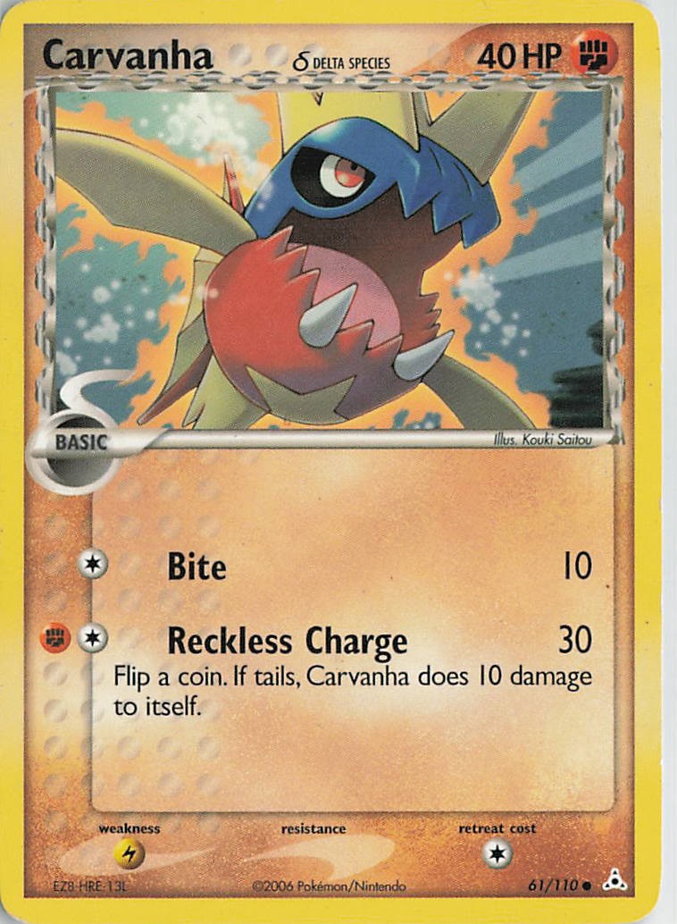 Carvanha 61/110 Common Holon Phantoms Pokemon Moderately Played