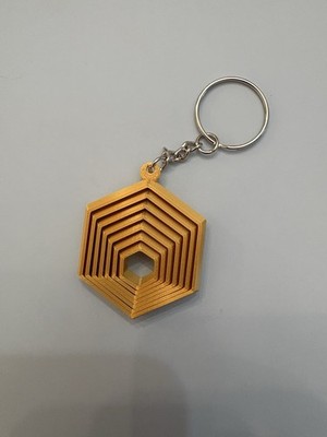 Gold 3D Printed Hex Spiral Fidget Keychain Toy   ADHD Focus Stress Relief