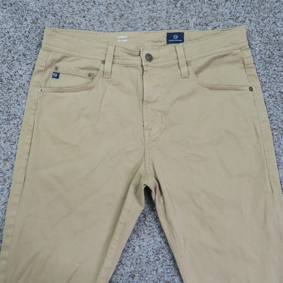 Calça masculina AG Adriano Goldschmied 32 cáqui The Everett fina reta chino 32x32 - Imagem 2 de 4