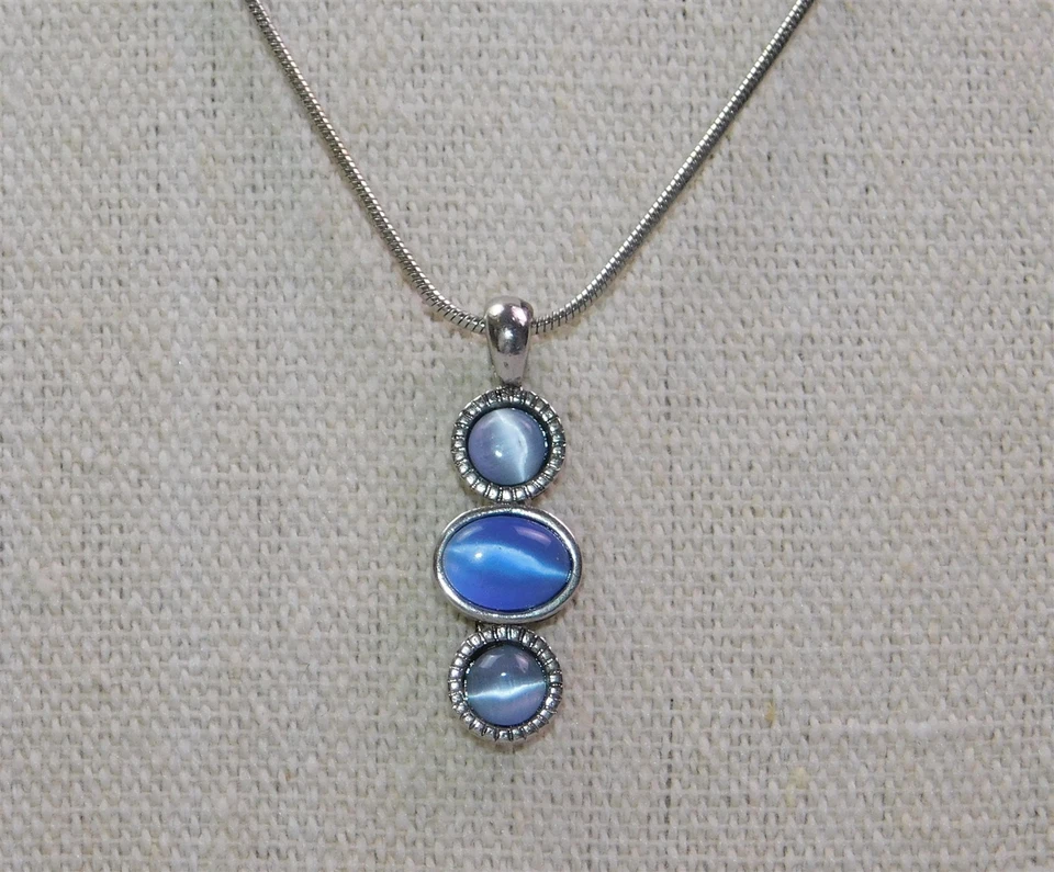 Colar e pingentes de prata marcasita LIA SOPHIA céu azul olho de gato La Fleur - Imagem 2 de 4