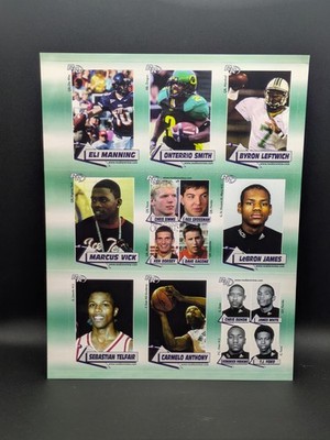 2002 Rookie Review Uncut Sheet - LeBron James - Carmelo Anthony - Eli Manning RC