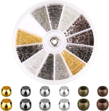 3000 Pcs Crimping silver, white K, ancient cyan, gold, alluvial black 