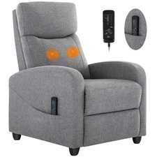 DUMOS SINGLE FABRIC RECLINER MASSAGE CHAIRS/SOFA PADDED SEAT ADJUSTABLE BACKREST