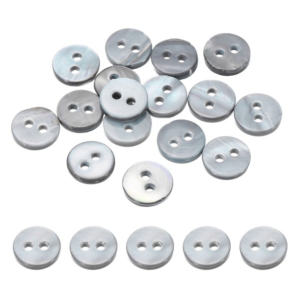 12 StüCk 9Mm PerlmuttknöPfe 2 LöCher Grau FüR NäHen Kleidung DIY-image