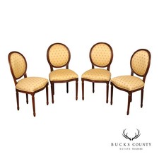 Ethan Allen Louis XVI Style Set Of Four Upholstered Dining Chairs