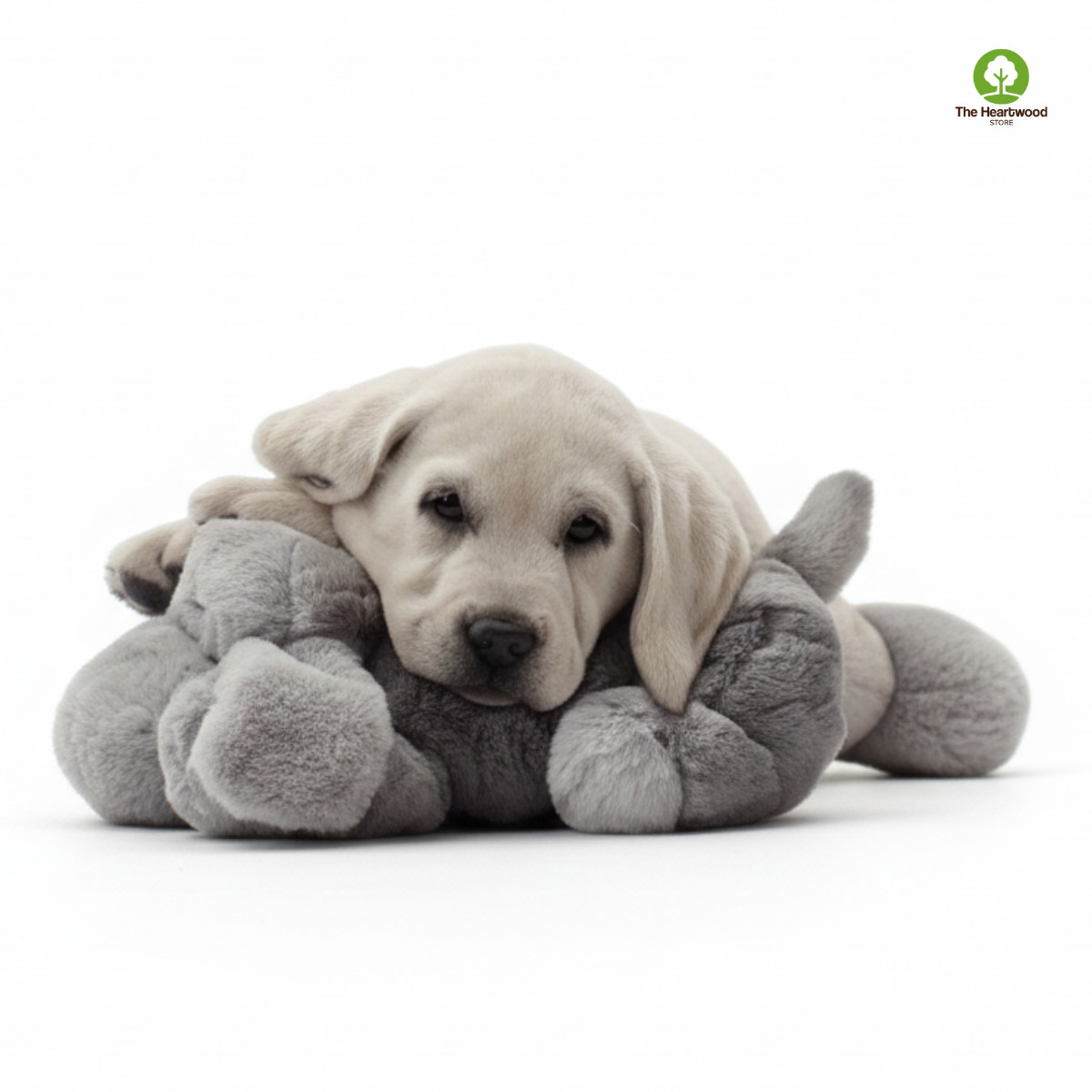 PitPet Heartbeat Stuffed Dog Toy Grey White Plush Pet Comfor