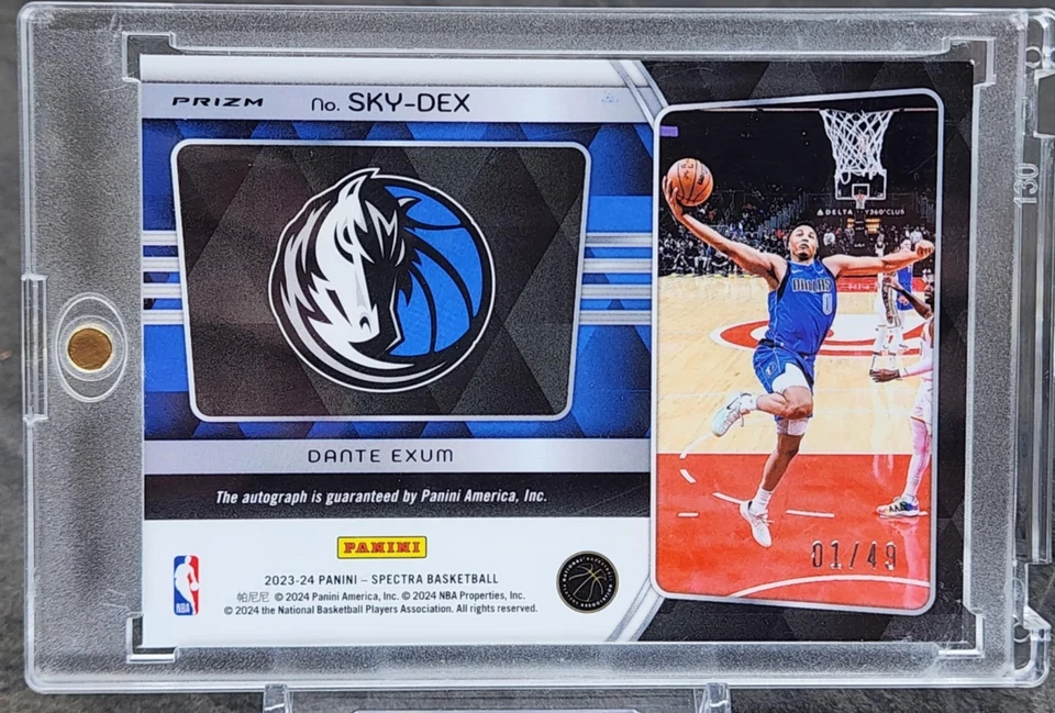 2023-24 Dante Exum #d /49 Auto Panini Spectra Ice Cracked Sky High 1/1 - Image 2 of 3