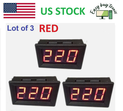 3Pcs RED AC 70-500V digital voltmeter LED display 2 wire volt voltage test meter