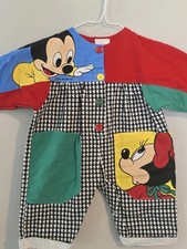 Vintage 1984 Disney Baby Color Block Mickey Minnie Mouse Romper Baby Sz 0-6m