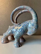 Royal Haeger Vintage Ram Bookend Mauve Agate Glaze RARE