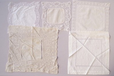 5 x antike Vintage Taschentücher mit Spitze R2019
