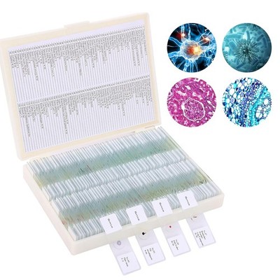 120 Prepared Microscope Slides Set Plant Insect Animal Algae for Biology Educati