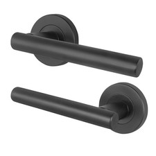 Black Door Handles T Bar Internal Sets Round Rose Bathroom Latch Lock Packs