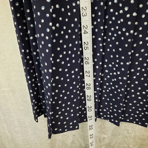 VTG 90s Pleated Skirt Womens 18P Midi Navy Light Blue Polka Dot Preppy Academia - Picture 12 of 13