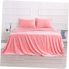 Fleece Sheets Micro Fleece Bed Sheet Set, Velvet Plush Sheets and Twin Pink