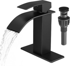 Black Bathroom Faucets Modern Waterfall Bathroom Sink Faucet Matte Black Single