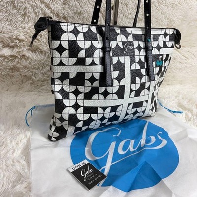 GABS Leather Tote Bag A4 Black Italy Unused Near Mint
