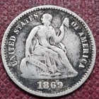 1869 Seated Liberty Half Dime 5c VF  #99467+