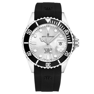 Revue Thommen Diver Auto Silver Dial Rubber Strap Swiss 17571.2827