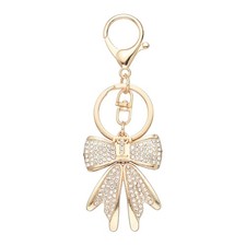 Sparkly Rhinestone Bow Keychain, Cute Butterfly Key Chain, Gold Letter t