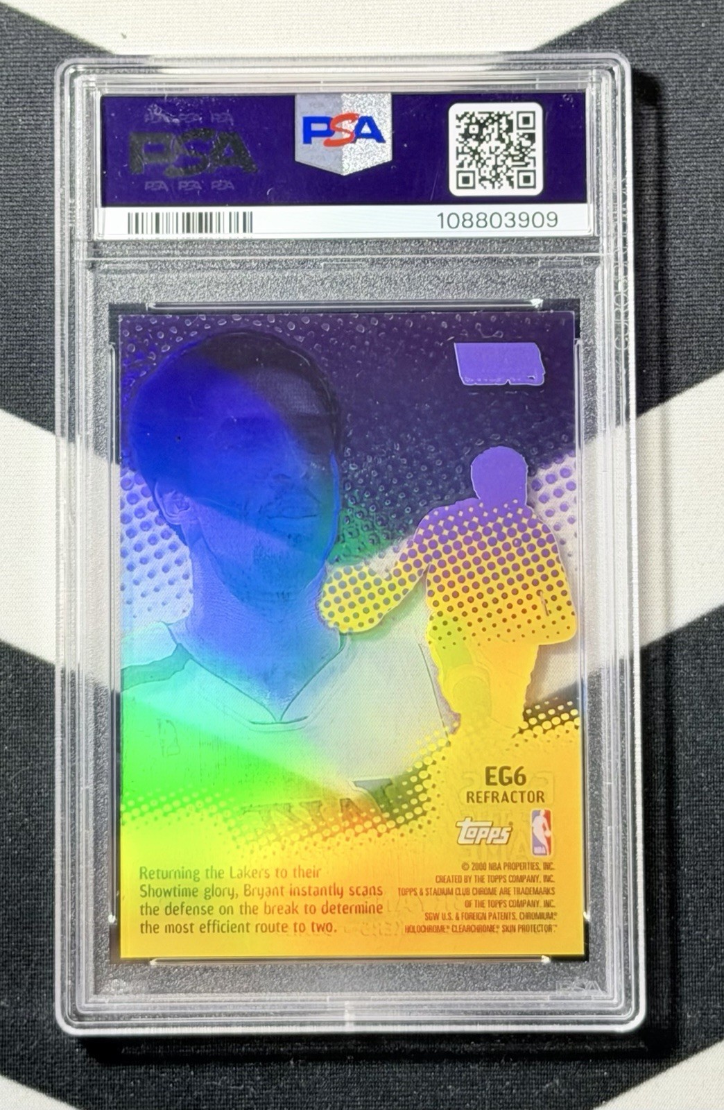 1999 STADIUM CLUB CHROME EYES OF THE GAME REFRACTOR KOBE BRYANT EG6 Lakers PSA 8 view 2