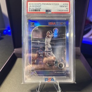 2019-20 Panini NBA HOOPS Premium Stock  #259 Blue Prizm Ja Morant  RC PSA 10