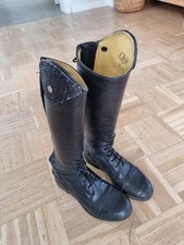 QHP Reitstiefel Größe 36 Kinder, schwarz, Leder, Glitzer