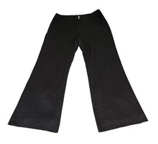 Chaps Trouser Pants Women Sz 12 Black 100% Linen Wide Leg Old Money Quiet Luxury