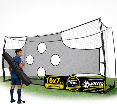 Soccer Goal with Precision Target, 12X6 Ft/ 16X7 Ft Soccer Net with Carry Bag &