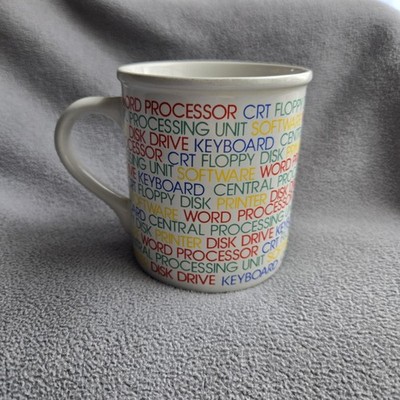 Coffee Mug Computer Terms Floppy Disk Nerds Vintage 80s
