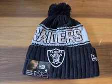 LAS VEGAS RAIDERS BLACK & SILVER NFL NEW ERA KNIT BEANIE.  NEW