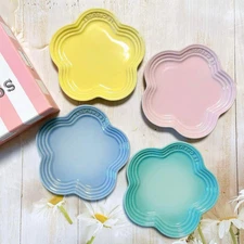 Le Creuset Sorbet Collection Flower Plate 14cm Pastel Colors Set of 4 Brand New