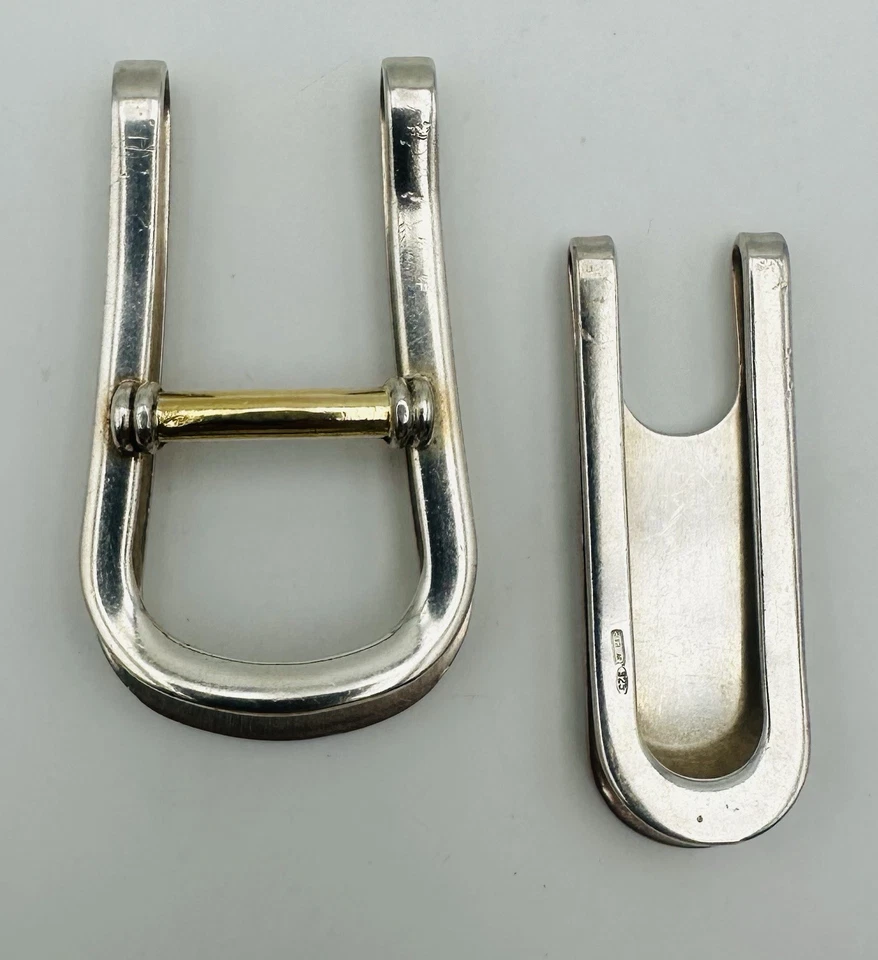 Lotto Di 2 Fermasoldi Vintage In Argento 925 E Lastrina Oro 750 , Peso 27,8 - Immagine 2 di 4