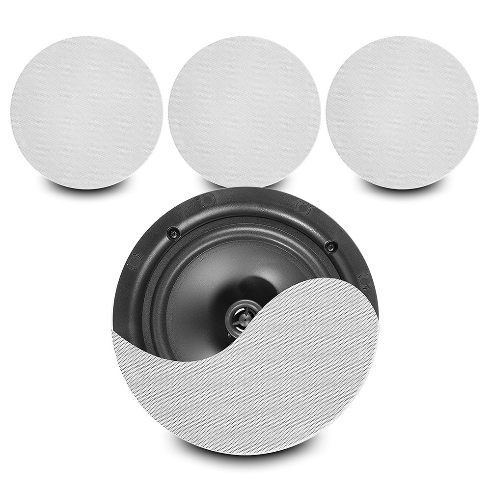 Power Dynamics NCBT604 Amplified Low Profile Ceiling Speaker Set BT 6.5"" White