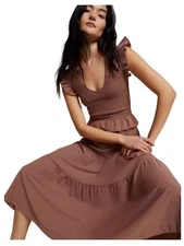 Nation LTD Fabienne Fused Ruffle Dress in Mojave, Fun Flattering, Casual, Date S