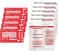 Annual Vehicle Inspection Report Forms 5 Pack with Red FMCSA Labels Aluminum, 3-