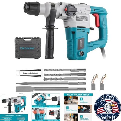 Efficient Blue 1-1/8'' Rotary Hammer Drill - 3 Functions for Precision Work