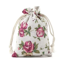 50 Pack 4x6 Inch Rose Drawstring Bags Burlap Flower Pouch Bags for Wedding