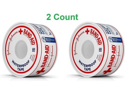 2 Band-Aid First Aid Water 100% Waterproof Self-Adhesive Tape Roll 1''  X 10 Yard