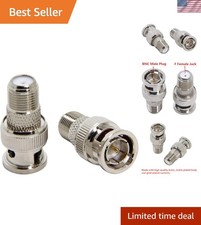 F to BNC Connector, 2-Pack BNC Male to F Female Coax Adapter 75 Ohm, RG6, RG5...