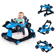 Babyjoy Baby Foldable Activity Push Walker 4-in-1 WalkerAdjustable Height Blue