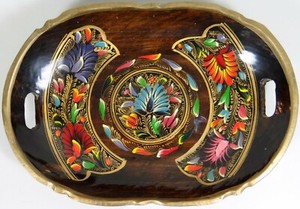 Vintage gran bandeja de esmaltes 22x29cm cáscara frutero posavasos m mango