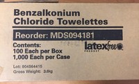Antiseptic & Cleansing Towelettes Benzalkonium Chloride Case Of 1000 Antiseptic & Cleansing Towelettes Benzalkonium Chloride Case Of 1000