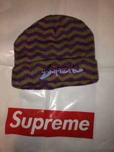 supreme beanie black red logo