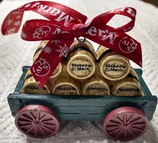 Maker's Mark Whiskey Barrel Wagon Christmas Ornament Tree Holiday 2 X 3.25