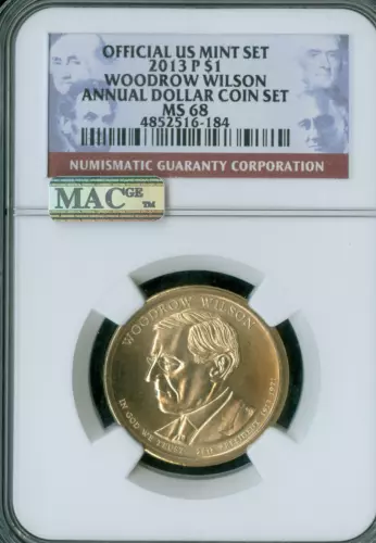 2013 P WOODROW WILSON ANNUAL DOLLAR SET NGC MS68  FINEST MAC SPOTLESS .