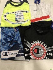Lot Of 4 Champion Boys Short Sleeve Shirts Size 10/12 Brand New