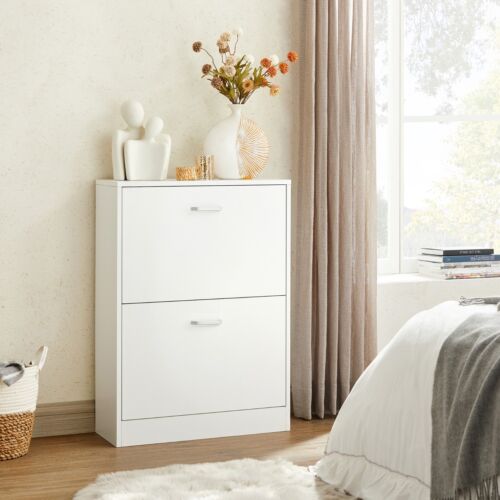 Schuhschrank Schuhkipper Schuhregal 2 Kipper Schuhablage kommode 60x83.5x24 cm - Bild 5 von 18