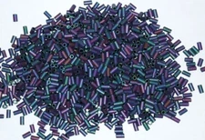 Vintage Opaque Matte Teal Purple Iris TOHO Bugle Glass Beads 3mm BB85-116