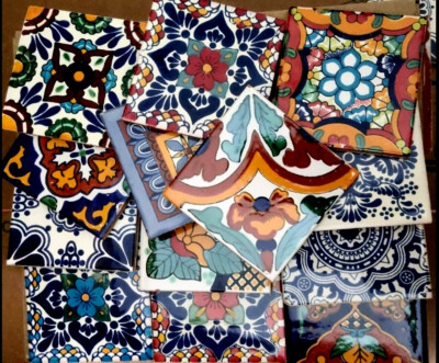 SECONDS contain 45 Defective Talavera Mexican Ceramic Tiles Mixed Designed #02